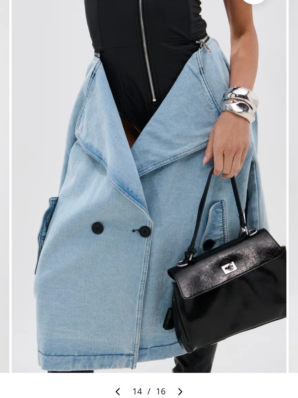 Akira Denim Duster Jacke Dress, in Blue & Black Like New
